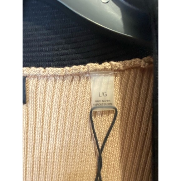 NWT Tahari Colorblock Open Front Cardigan Sweater Tan Black Beige Women's L - Picture 9 of 11